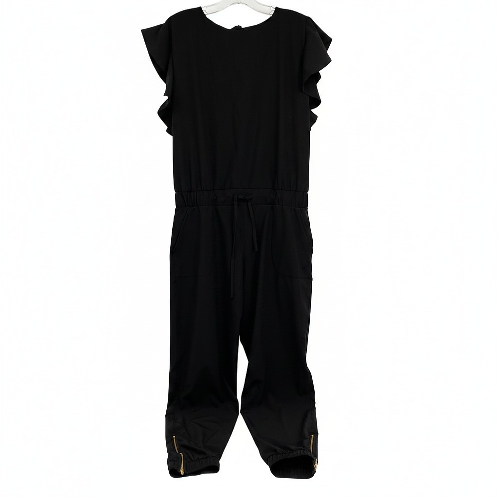 Albion Black Ruffle Shoulder Jogger Jumpsuit | Women’s Size S Regular